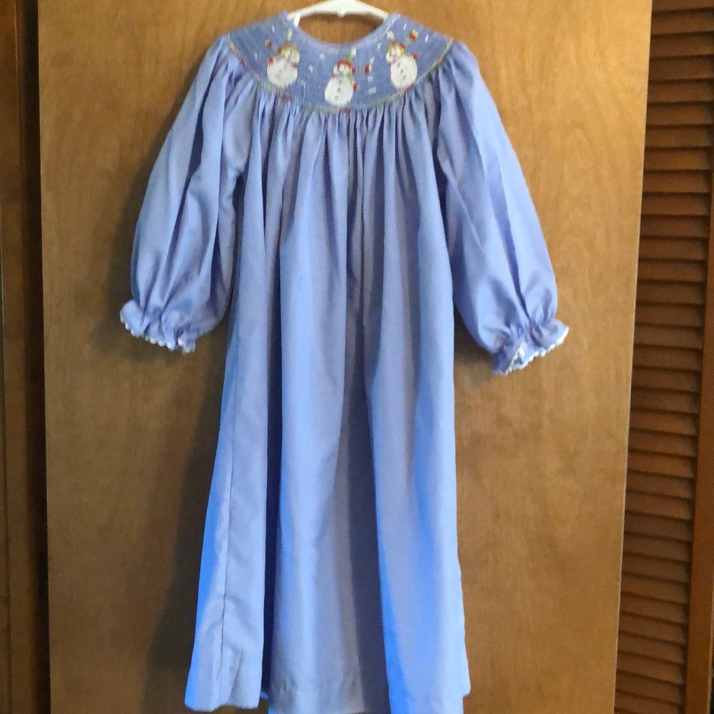 Snowman smocked dress